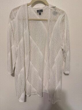 JM Collection Cover Up White Loose Knit Swim, Beach, Resort Womans XL